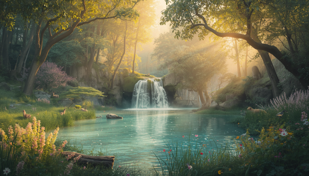 cascade au milieu d'une forêt